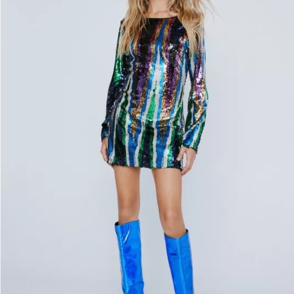 Multicolor Sequin Party Dress
